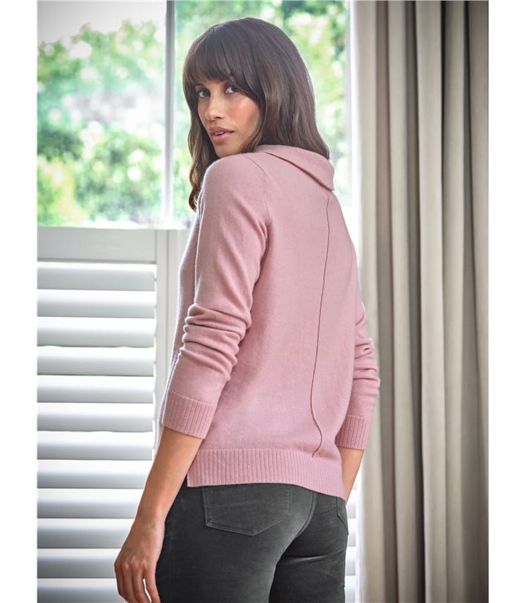 Dusky Pink Cashmere Bardot Neck Jumper WoolOvers UK