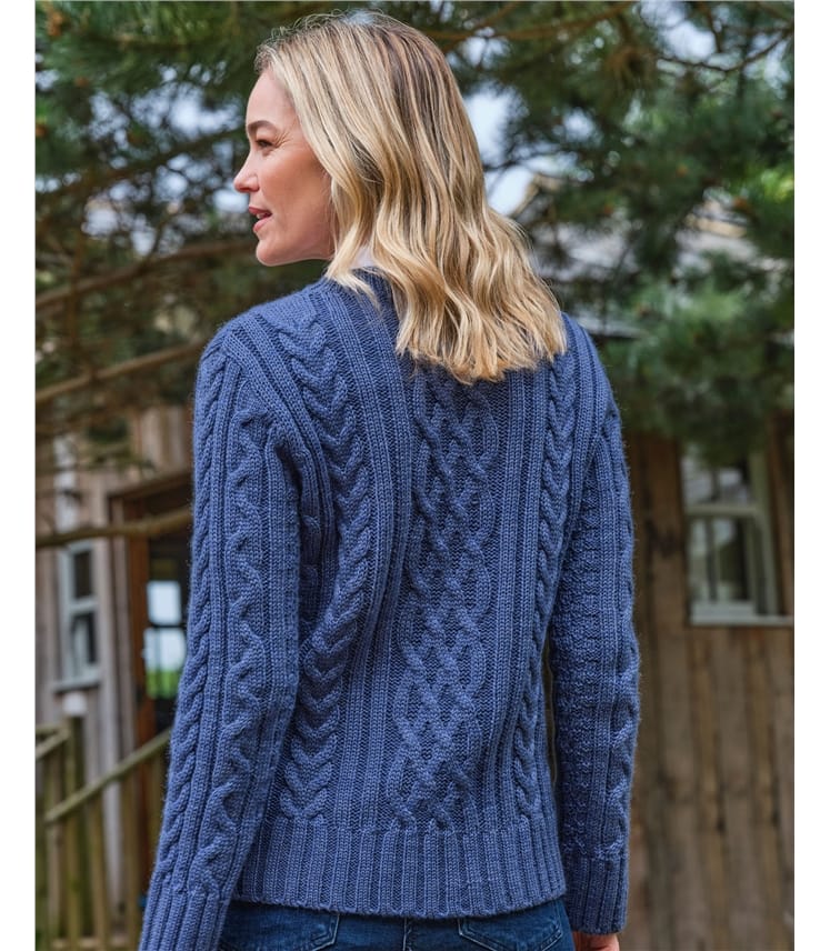 Aran-Pullover aus reiner Wolle mit Rundhalsausschnitt für Damen