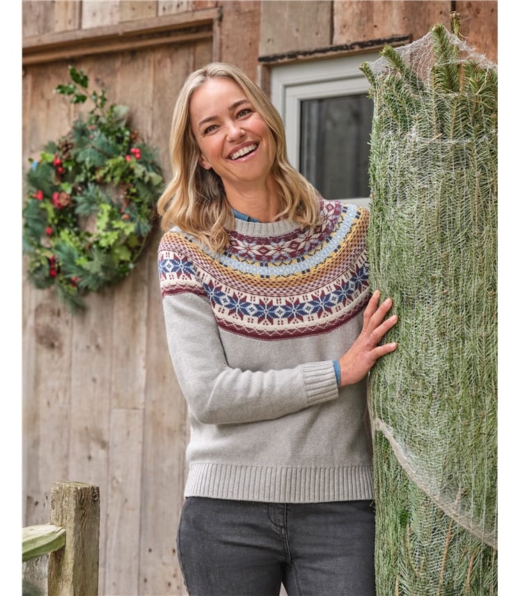 Grey Multi Yoke Fairisle Sweater WoolOvers US