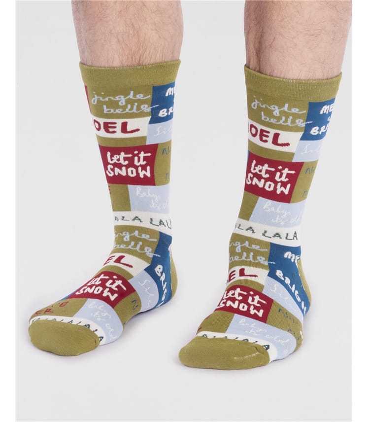 Caleb Organic Cotton Christmas Slogan Socks