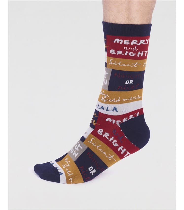 Caleb Organic Cotton Christmas Slogan Socks