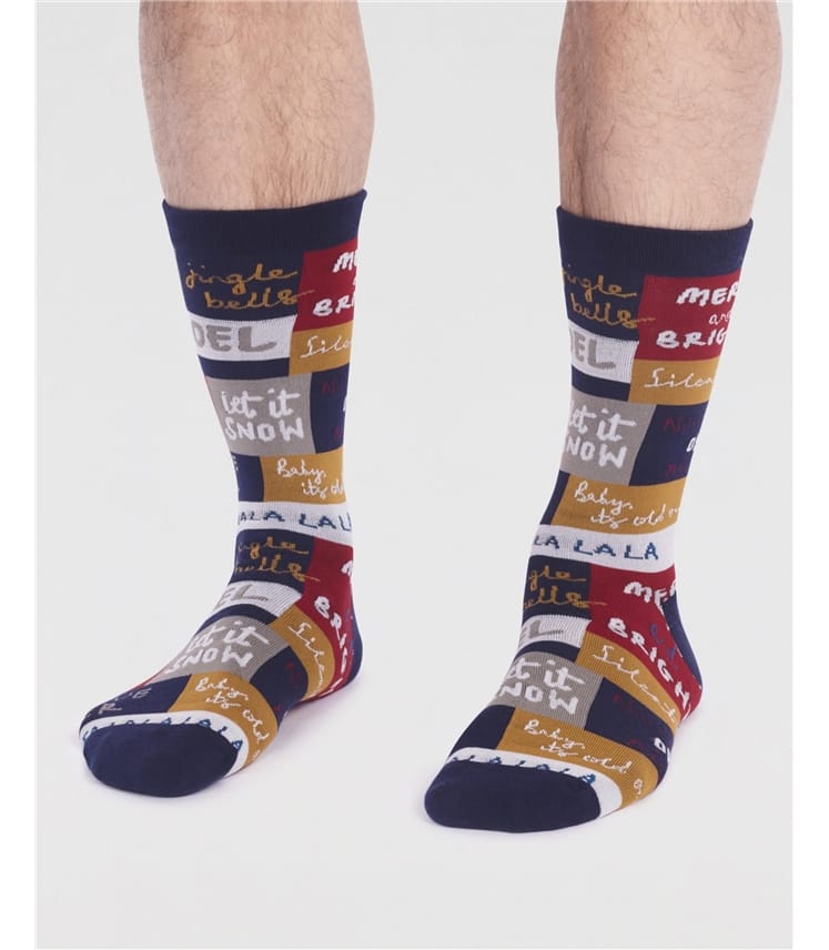 Caleb Organic Cotton Christmas Slogan Socks