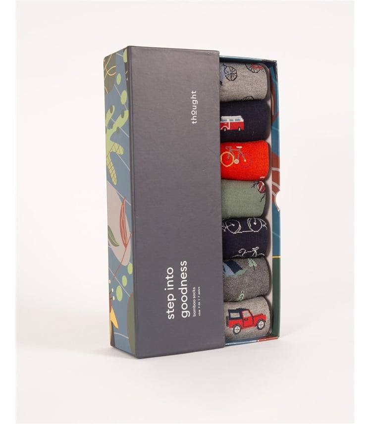 Go Explore Bamboo Gift Box of 7 Socks