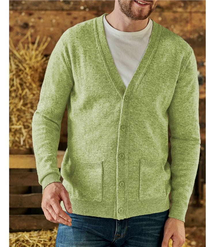 Mens Lambswool V Neck Cardigan