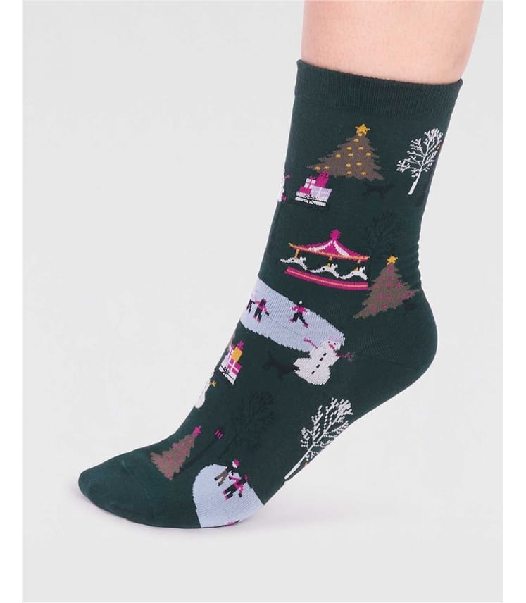 Gloria Organic Cotton Christmas Scene Sock