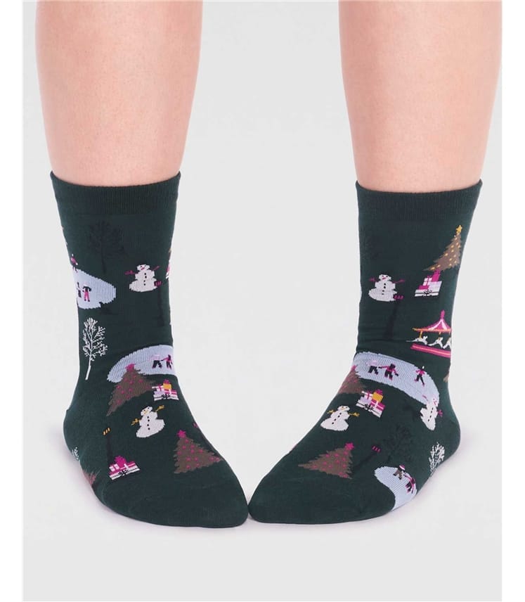 Gloria Organic Cotton Christmas Scene Sock