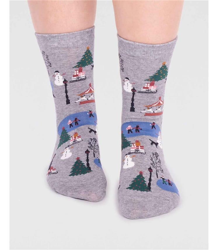 Gloria Organic Cotton Christmas Scene Sock