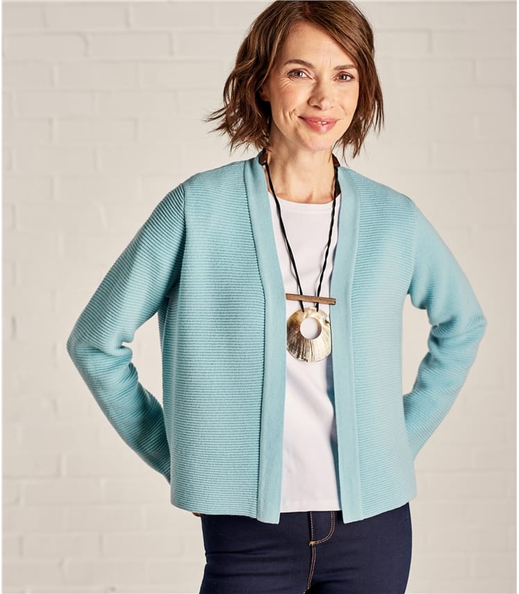 Seafront | Womens Cashmere & Merino Ripple Stitch Jacket | WoolOvers AU