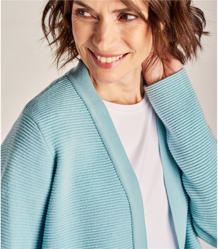Seafront Womens Cashmere & Merino Ripple Stitch Jacket WoolOvers UK
