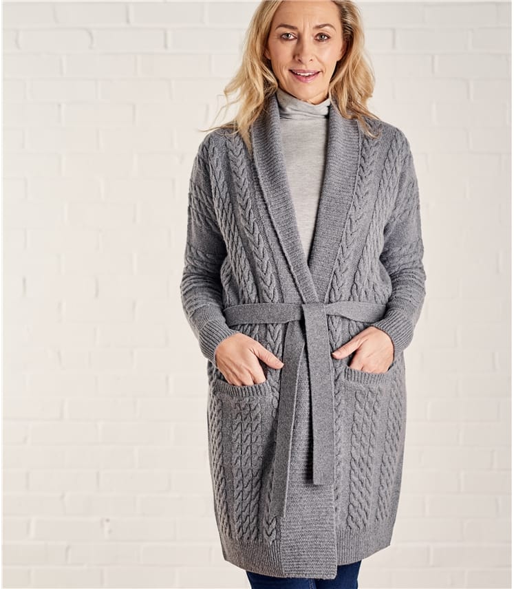belted shawl cardigan