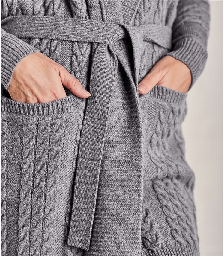 belted shawl cardigan