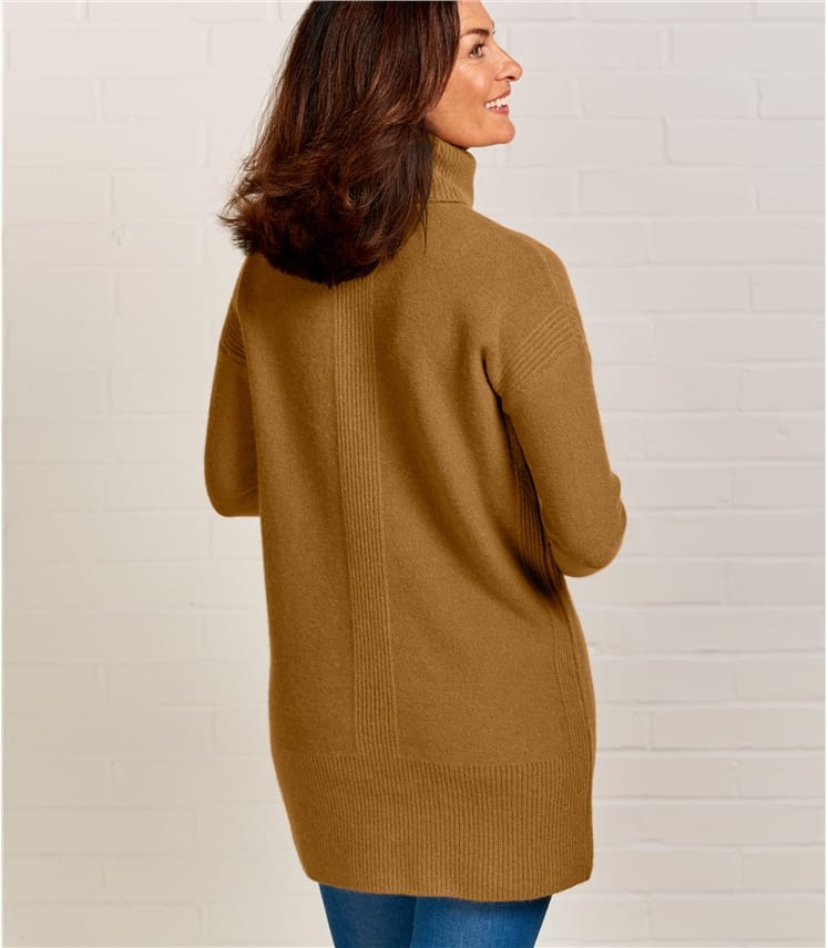 Dark Mustard | Roll Neck Tunic | WoolOvers UK