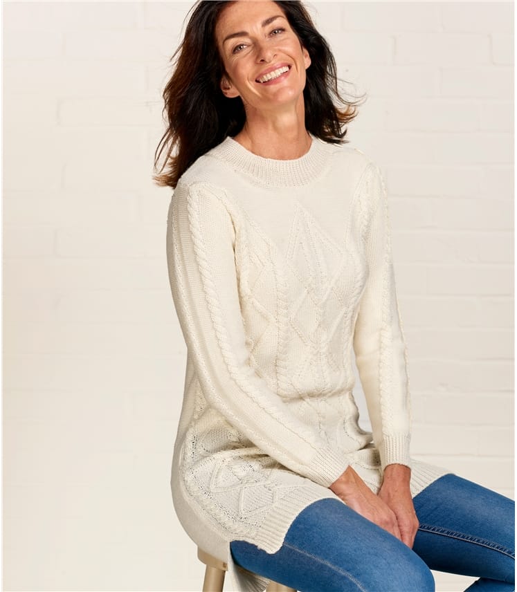 Cream Womens Button Shoulder Tunic WoolOvers UK