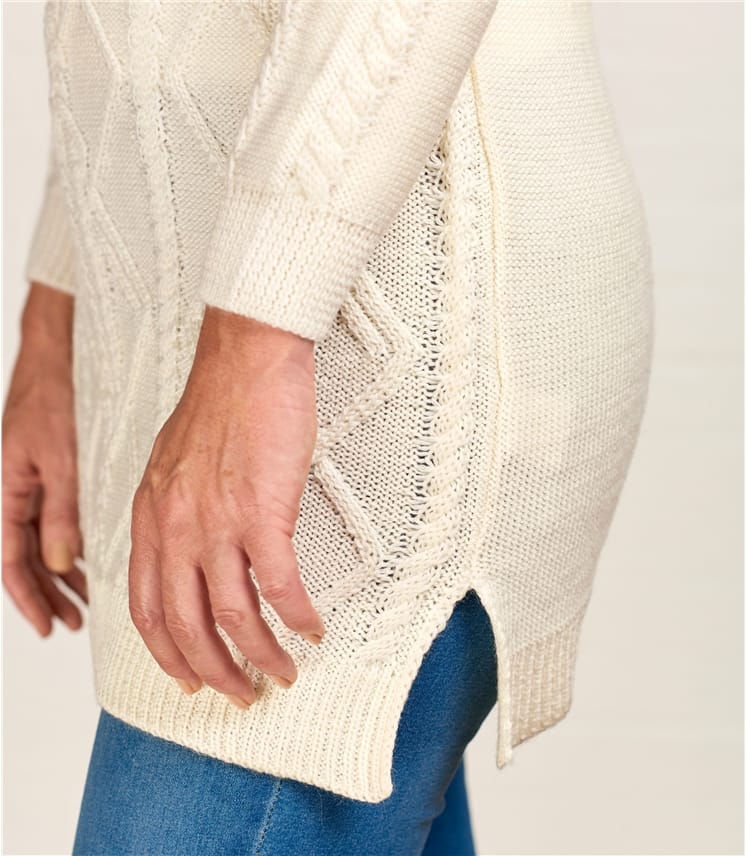 Cream Womens Button Shoulder Tunic WoolOvers UK