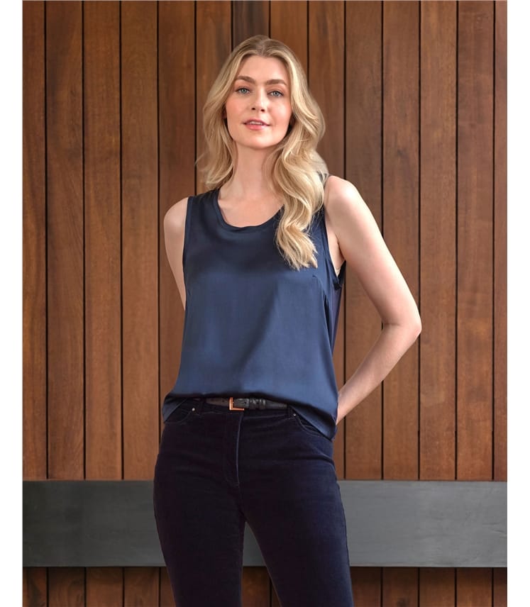 Midnight Silk Front Jersey Vest WoolOvers UK