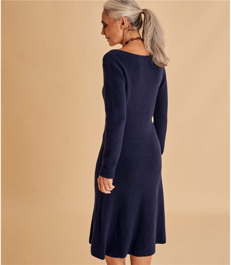 Navy Womens A Line Wool Blend Dress WoolOvers US