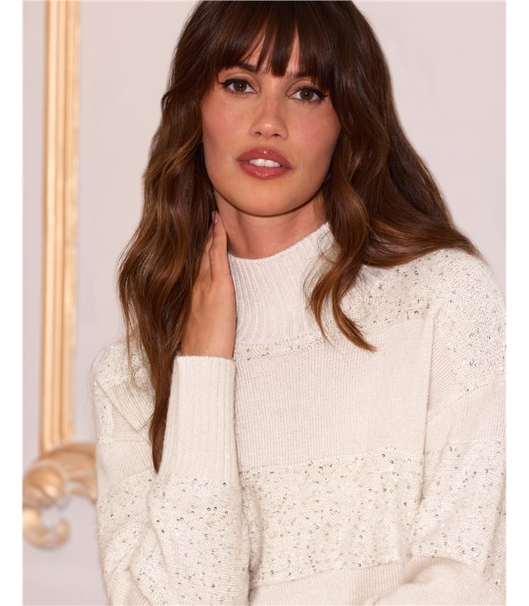 Mohair Sequin Stripe Sweater