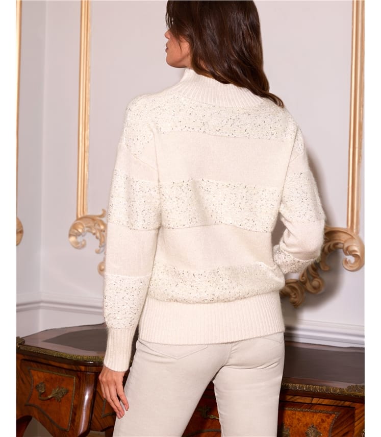 Mohair Sequin Stripe Sweater