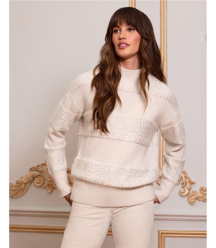 Mohair Sequin Stripe Sweater