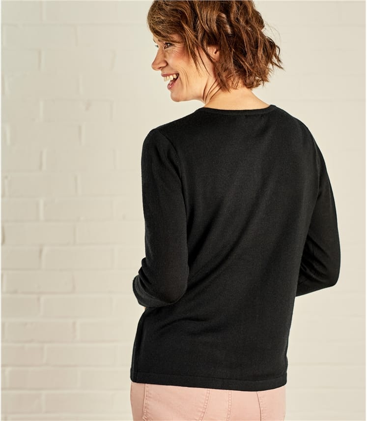 Black Womens Pearl Button Cardigan WoolOvers US