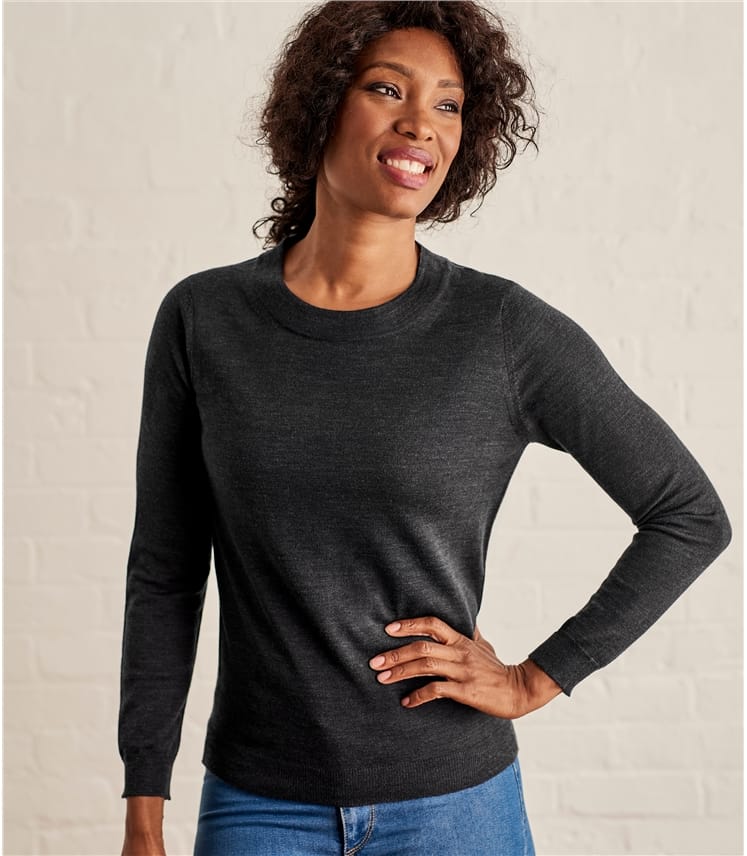 Dark Charcoal Womens Lightweight 100 Merino Sweater Woolovers Uk