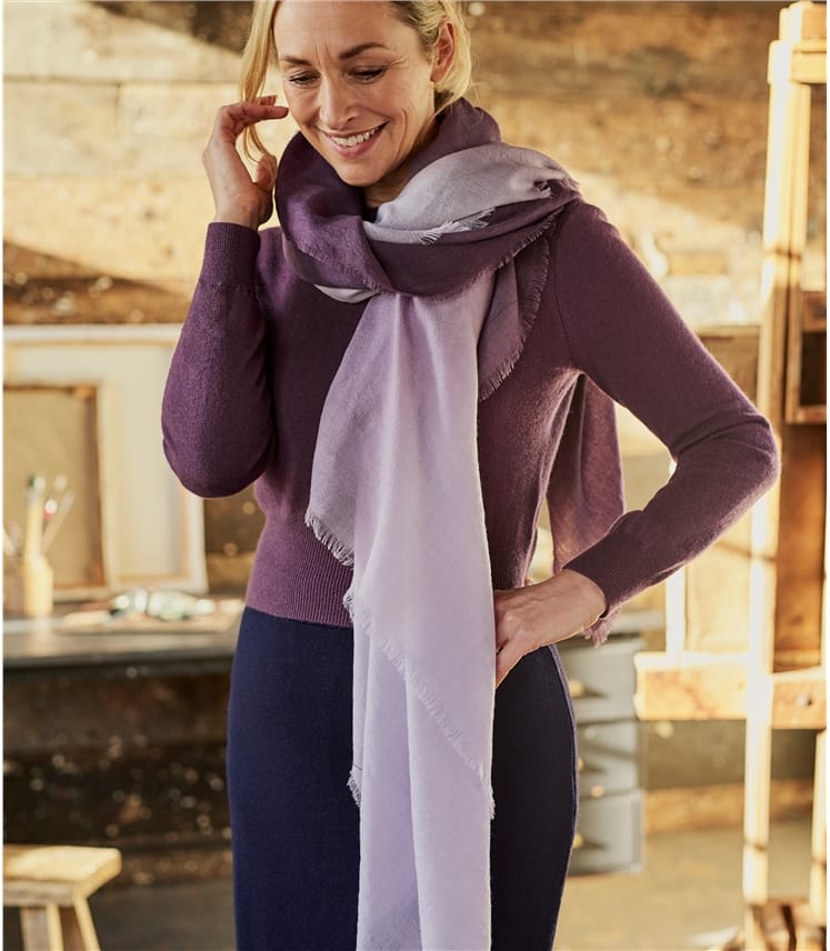 Purple Ombre | Womens Woven Ombre Scarf | WoolOvers UK