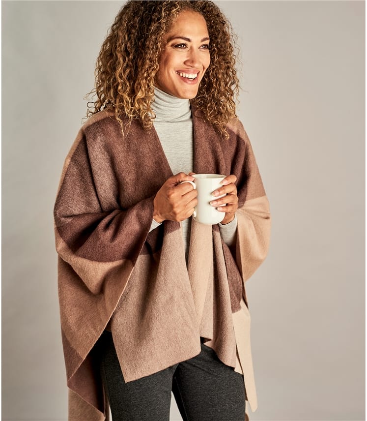 Neutral Womens Woven Check Wrap WoolOvers UK