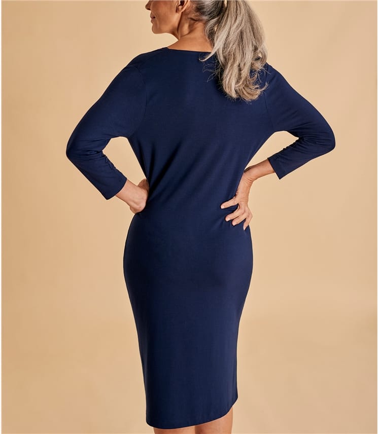 Navy Womens Cowl Neck Dress Woolovers Uk