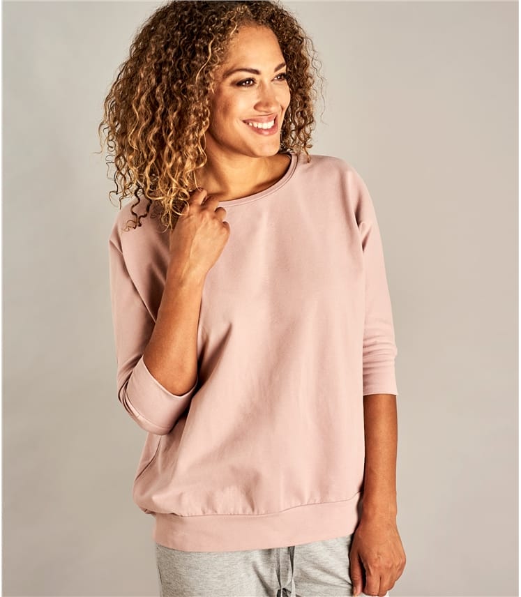 Champagne Pink | Womens Oversized Super Soft 3/4 Sleeve Sweatshirt