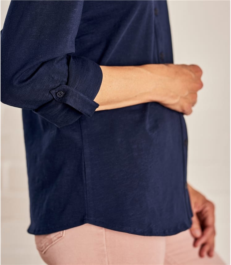 Navy Jersey Hemd aus Baumwolle für Damen Woolover DE