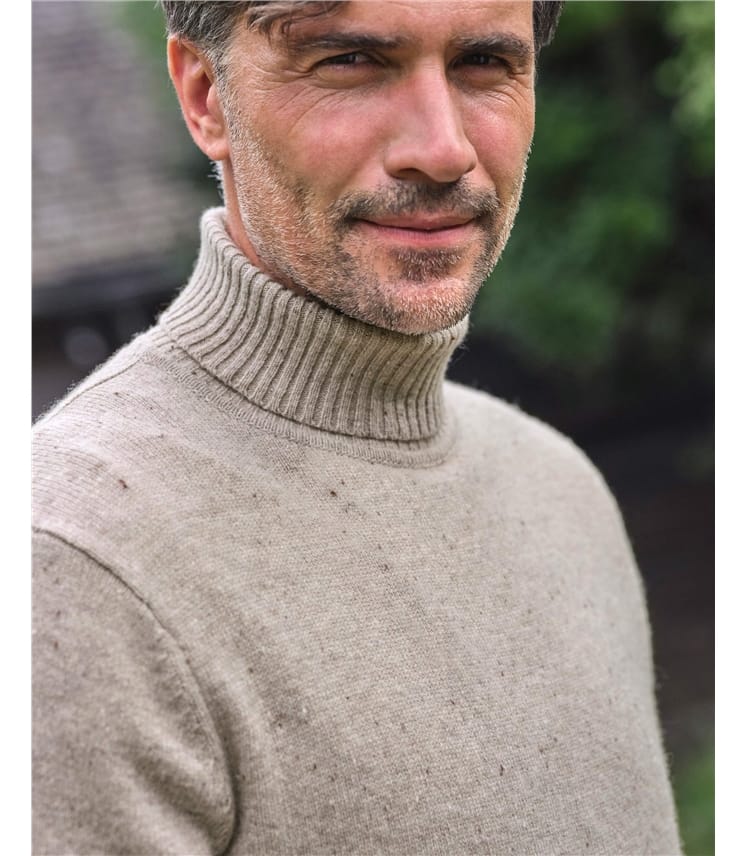 Mens Lambswool Polo Neck Jumper