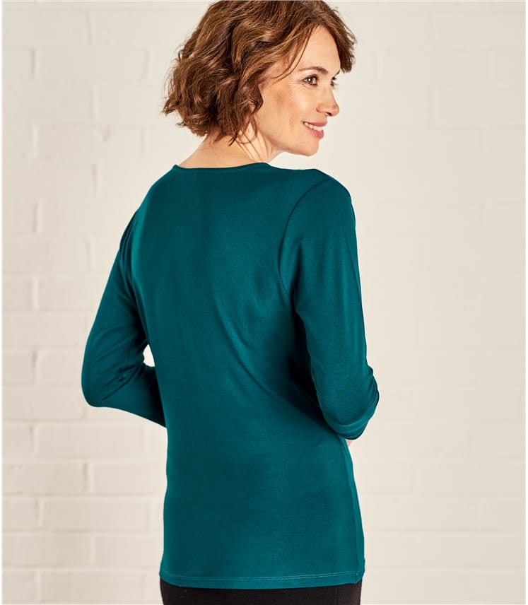 Dark Teal Womens Fixed Wrap Top Woolovers Us