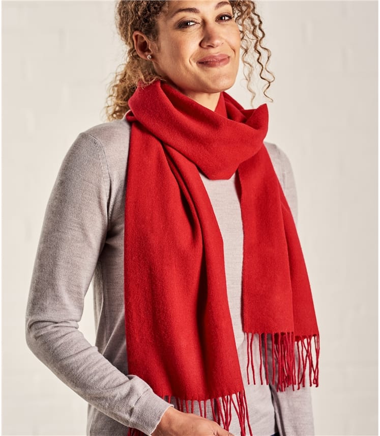 Red Merino Plain Scarf Woolovers Uk