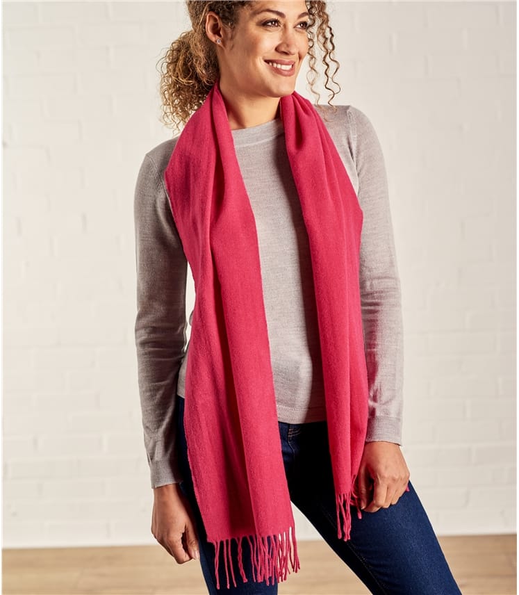 Pink Merino Plain Scarf Woolovers Uk