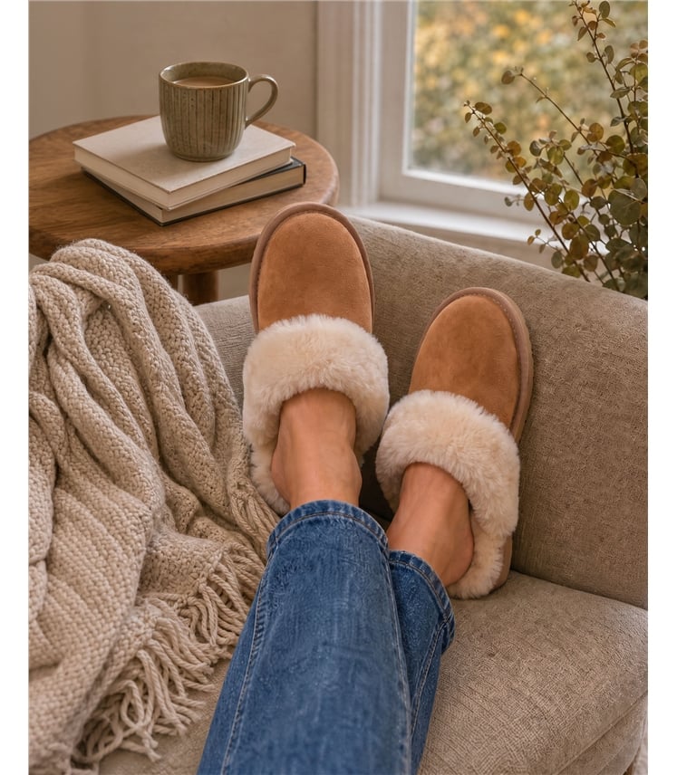  Mules bordées de laine - Femme - Peau de mouton