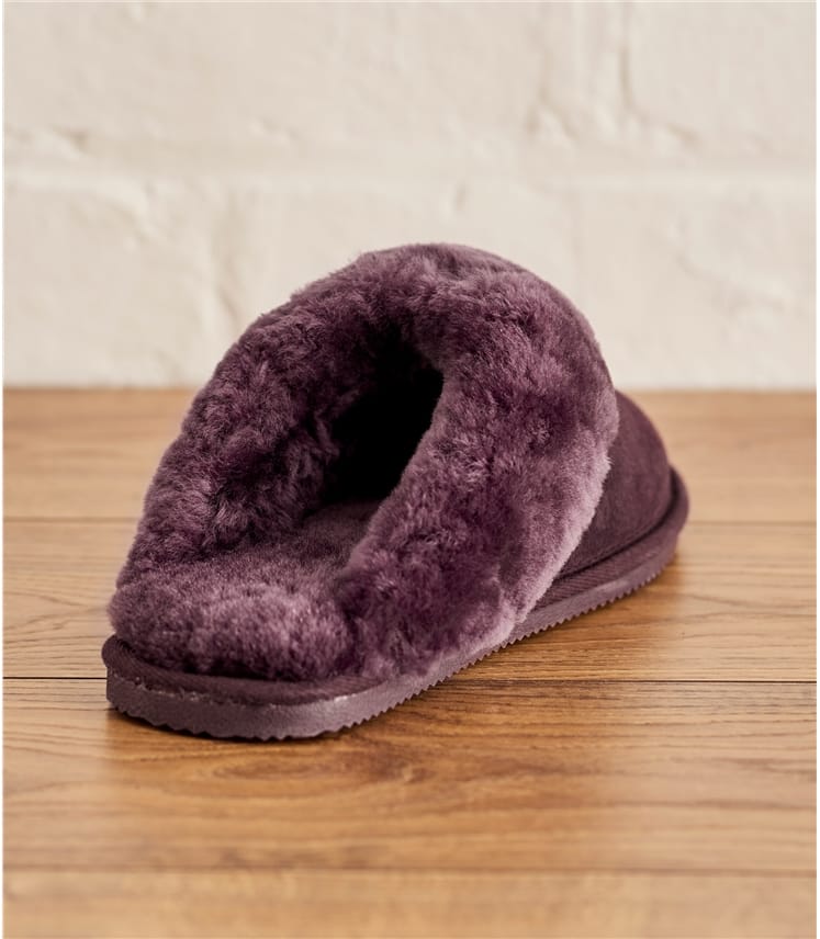 purple sheepskin slippers