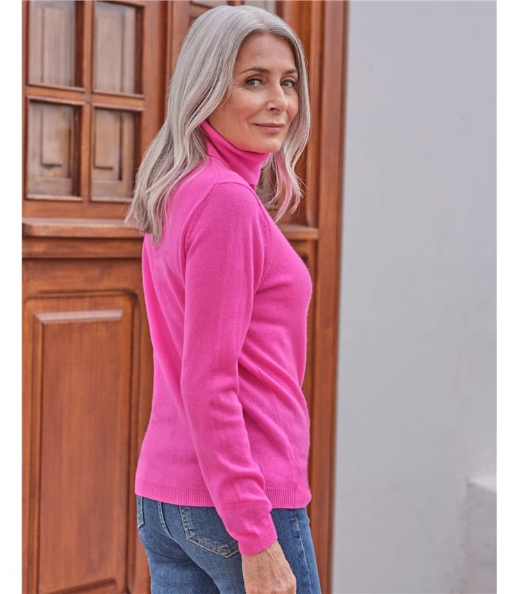 Cashmere and Merino Fitted Polo Neck Knitted Jumper