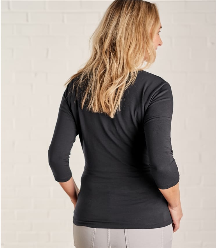 Black Womens Fixed Wrap Top Woolovers Uk