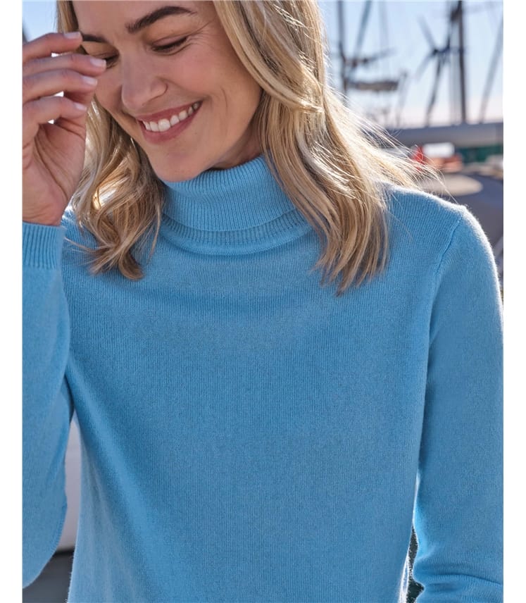 Cashmere and Merino Fitted Polo Neck Knitted Jumper