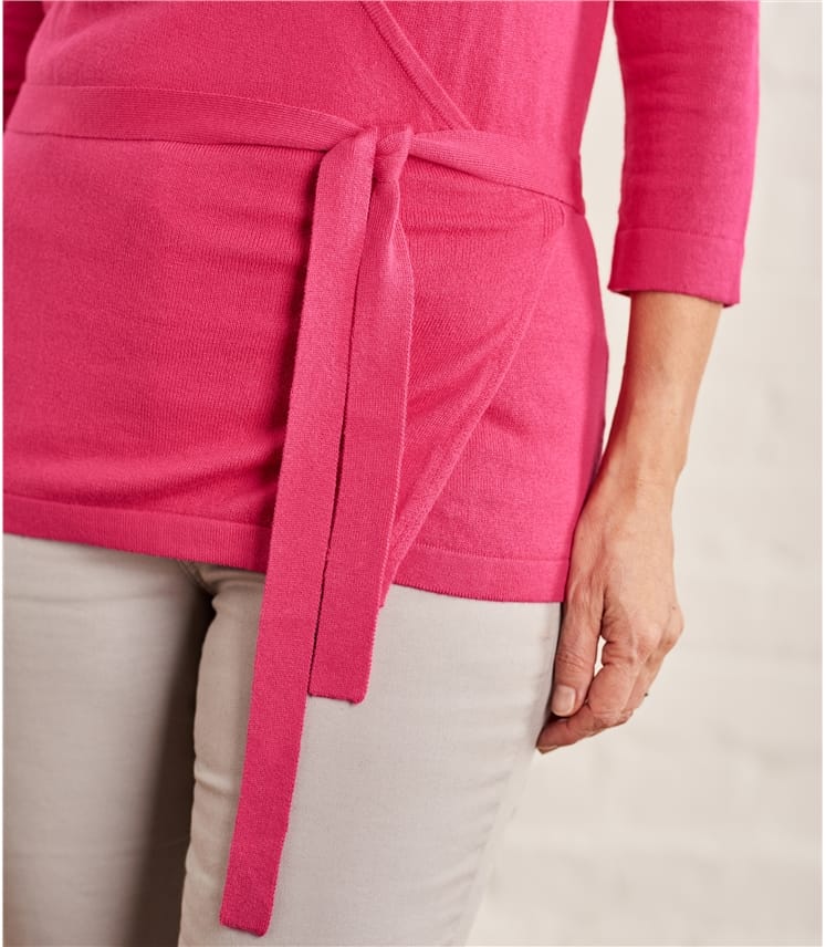 pink silk wrap top