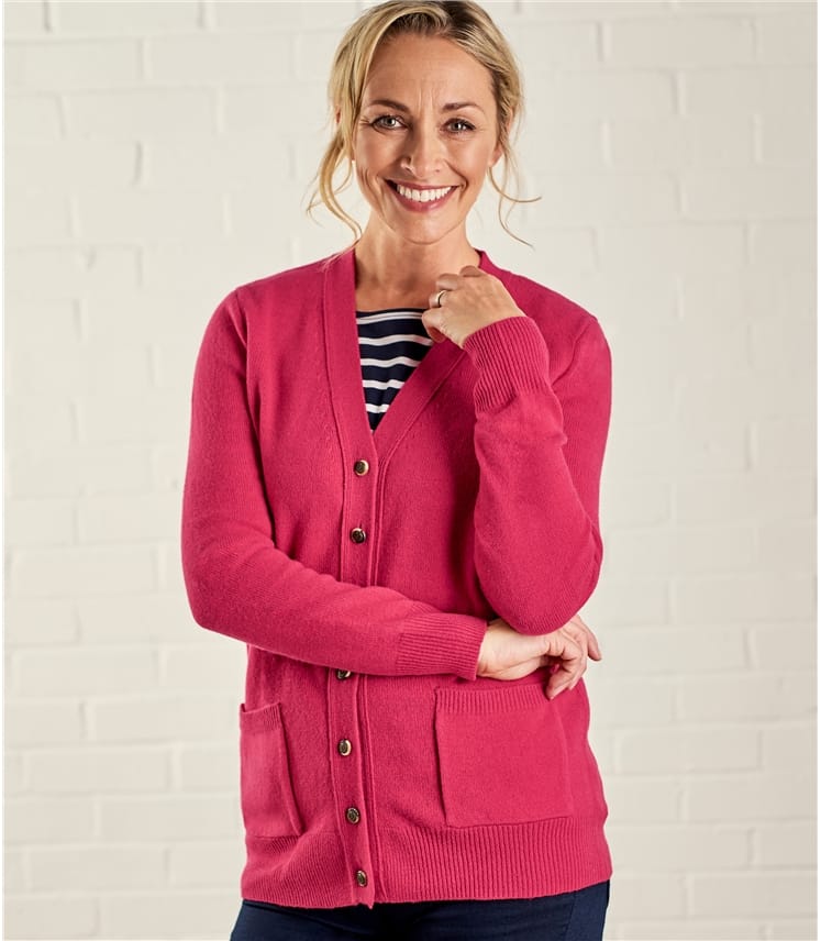 Rich Rose | Womens Lambswool V Neck Cardigan | WoolOvers AU