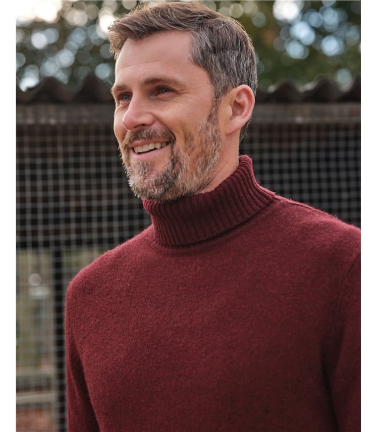 Mens Lambswool Polo Neck Jumper