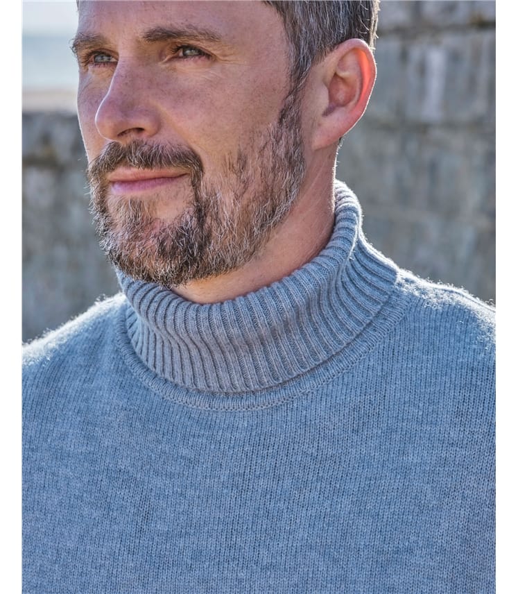 Mens Lambswool Polo Neck Jumper