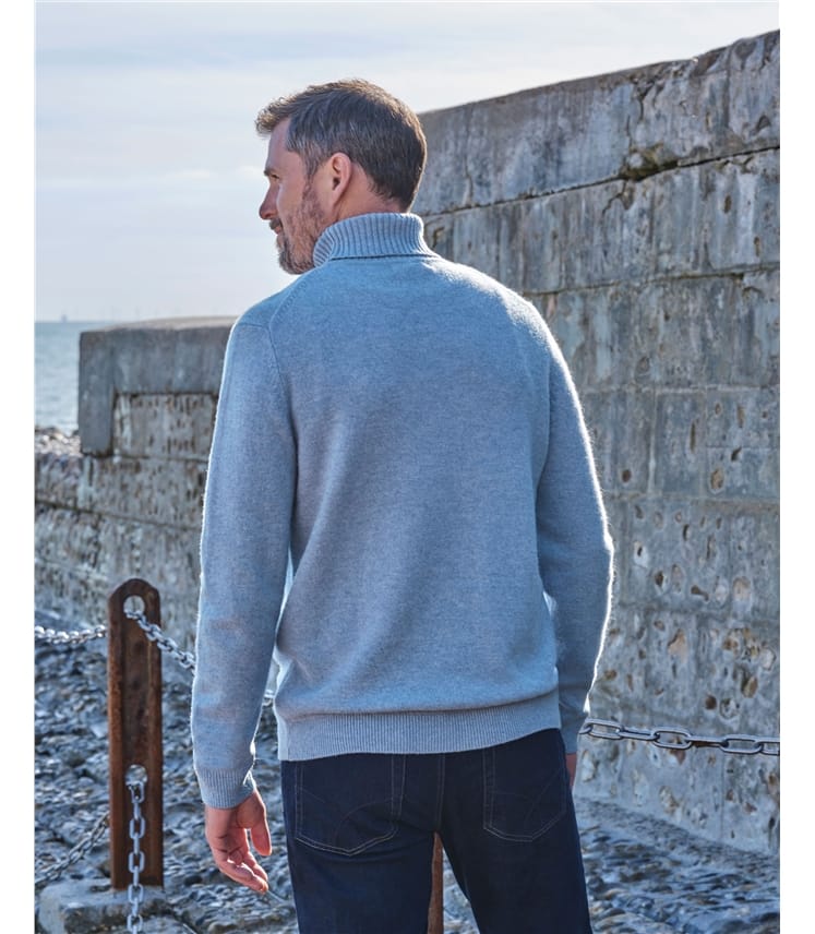 Mens Lambswool Polo Neck Jumper