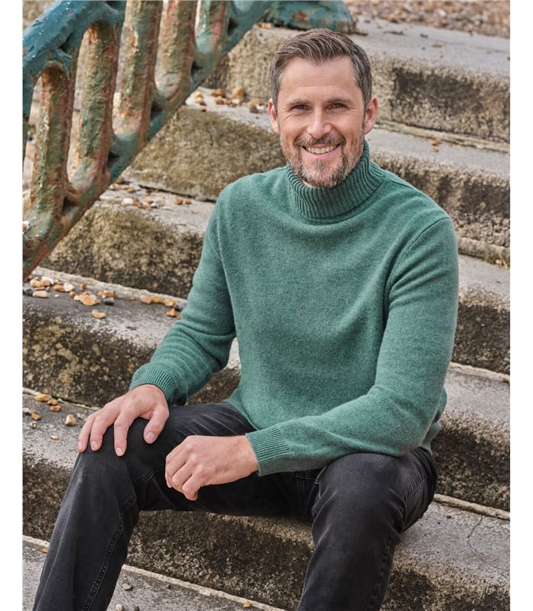 Mens Lambswool Polo Neck Jumper