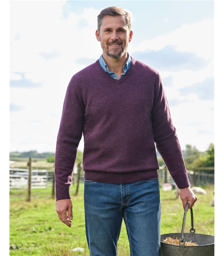 Mens Lambswool V Neck Jumper