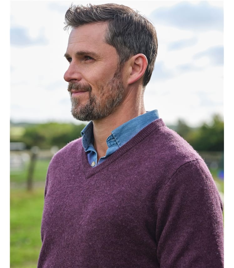 Mens Lambswool V Neck Jumper