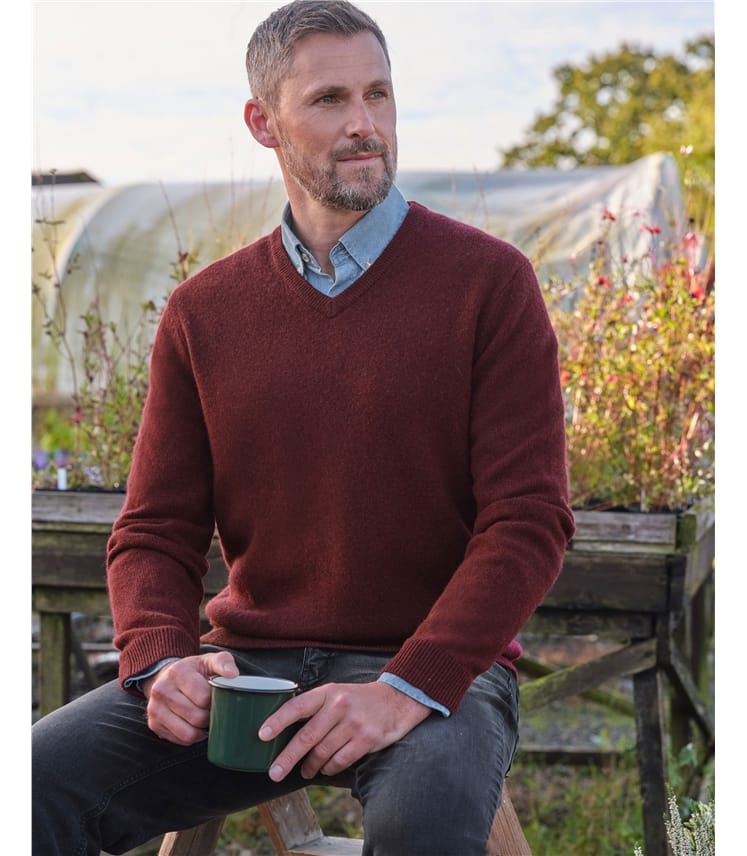 Mens Lambswool V Neck Jumper