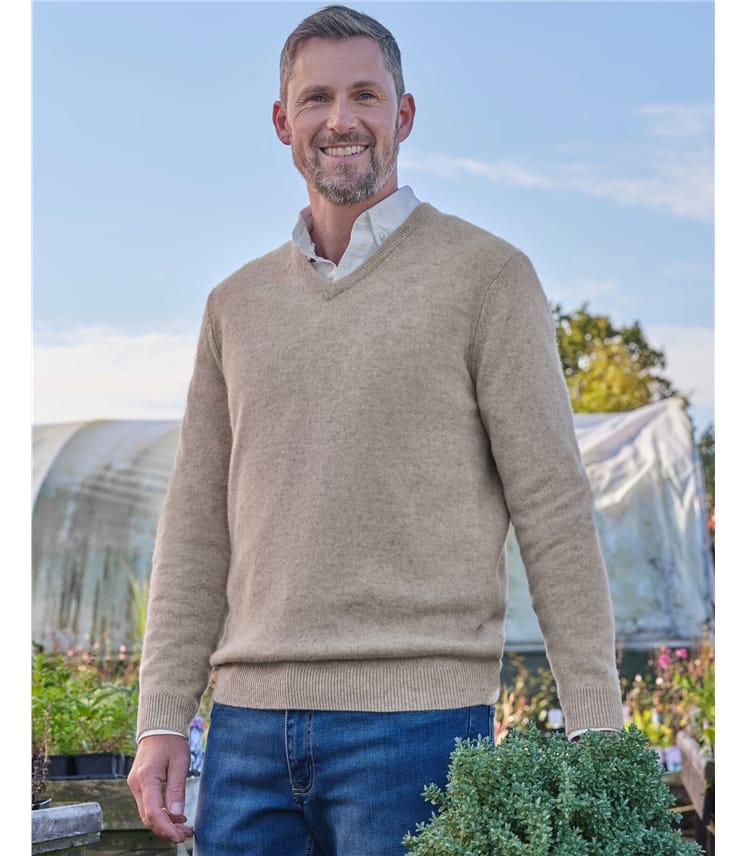 Mens Lambswool V Neck Jumper