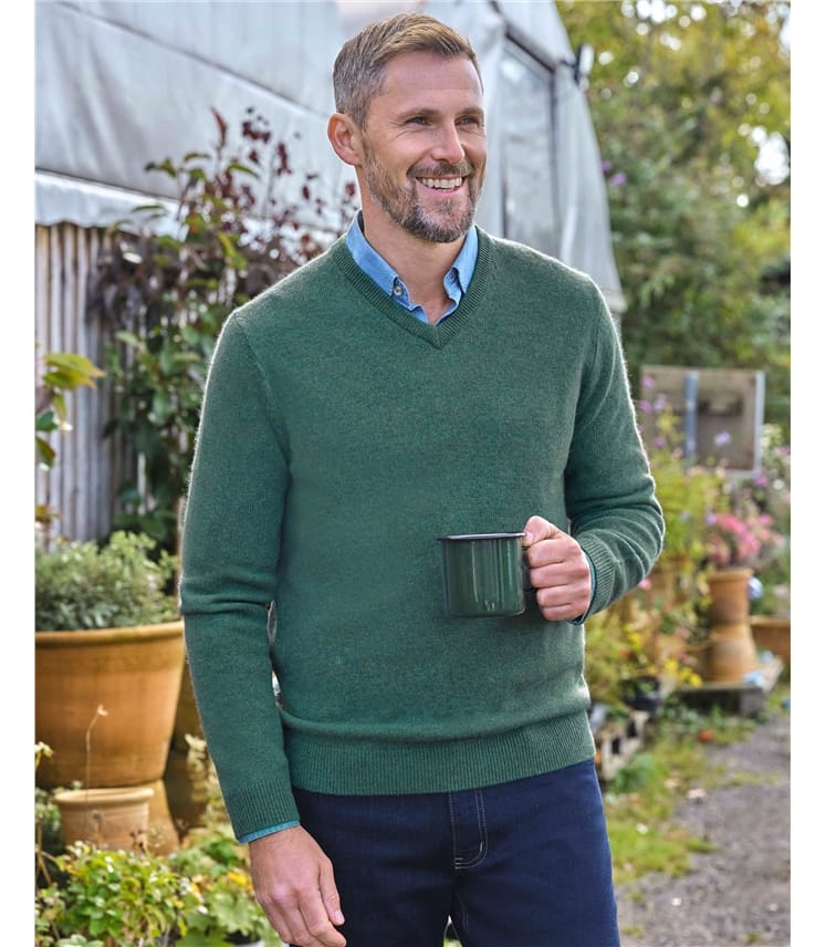 Mens Lambswool V Neck Jumper